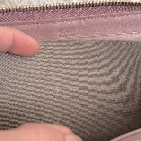 Luxury Coquette FENDI By the Way Pink Blush Rose Leather Zip Around Long Wallet - Picture 10 of 13